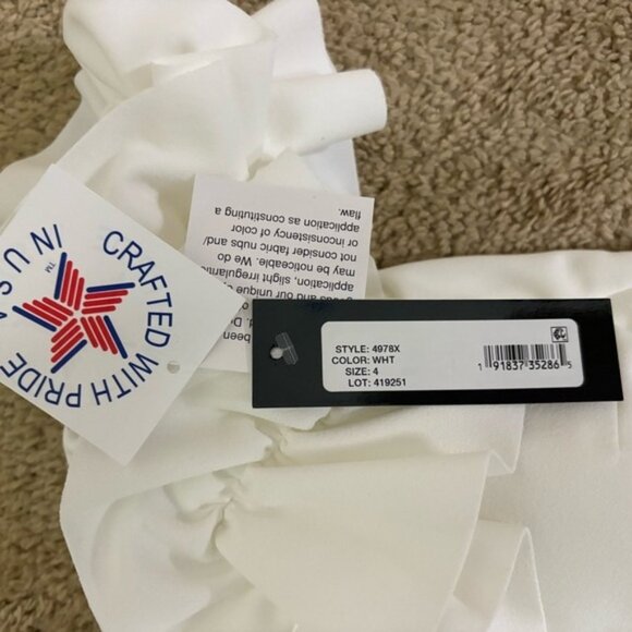 Xscape Off the Shoulder White Scuba Crepe Sheath Dress - Size 4 - NWT - Picture 7 of 11